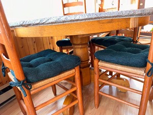 lot 145 image: Wood Round Dining Table with Four Chairs