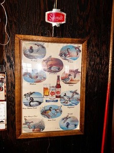 lot 213 image: Vintage Schmidt Art Light and Framed Duck Poster