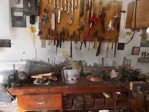 lot 235 image: Entire Lot of Tools including Work bench and tools on wall