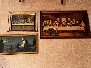 lot 164 image: Two Last Supper Framed Prints and A Print of Jesus