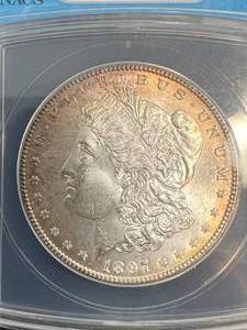 1897 US MORGAN SILVER DOLLAR ANACS MS64