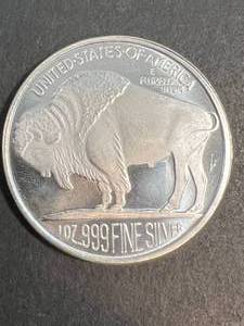 1 TROY OZ .999 FINE SILVER BUFFALO INDIAN ROUND