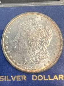1881-S US MORGAN SILVER DOLLAR IN CASE