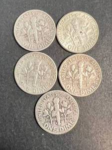 5 US PRE64 ROOSEVELT DIMES