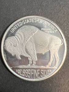 1 TROY OZ .999 FINE SILVER BUFFALO INDIAN ROUND