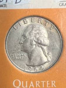 1964-D US WASHINGTON QUARTER IN CASE