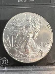 2017 AMERICAN SILVER EAGLE 1 TROY OZ .999 FINE SILVER BU SLABBED