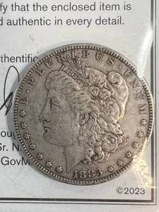 1883 US MORGAN SILVER DOLLAR WITH CERTIFICATE