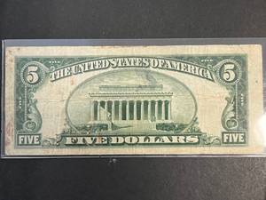 1928C US RED SEAL $5 NOTE