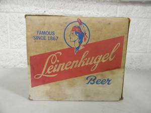lot 25 image: RARE VINTAGE Leinenkugels Beer HEAVY CARDBOARD 12 PACK BOTTLES  RETURNABLE CASE - ORIGINAL GREAT PIECE - APPROX 11 By 10 - SEE PICTURES