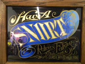 lot 30 image: RARE - VINTAGE HAVE A SPIRIT BAR SIGN Relieves Fatigue and CURES WHAT AILS YOU - NICE - COOL OLD SCHOOL PIECE - APPROX 18 By 15 - SEE PICTURES