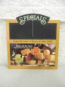 lot 32 image: VINTAGE EARNEST & JULIO GALLO SPECIALS MENU BOARD - COOL OLD SCHOOL PIECE - APPROX 16 By 17 - SEE PICTURES