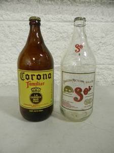 lot 33 image: VINTAGE SOL CERVEZA 940ML BOTTLE & Corona Familiar 940ML BOTTLE - COOL PIECES - SEE PICTURES