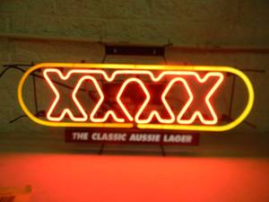 lot 37 image: XXXX THE CLASSIC AUSSIE LAGER NEON LIGHT - WORKS - NICE - ORIGINAL FANTASTIC PIECE - APPROX 32 By 15 - SEE PICTURES - NO RESERVE