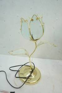 Flower lamp, brass and glass