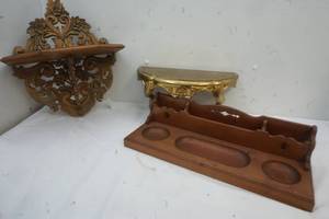 Decor, dresser box, fretwear, brass wall shelf
