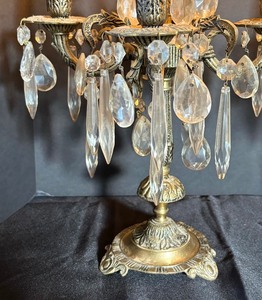 lot 130 image: Pair of Vintage Lamps with Dangling Prisms