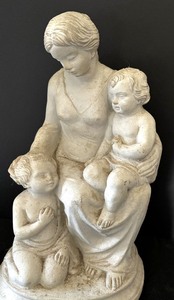 lot 136 image: Mother with Children Plaster Sculpture