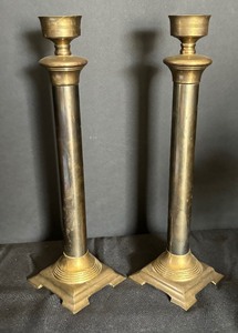 lot 143 image: Brass Candleholders and a Horchow Clock
