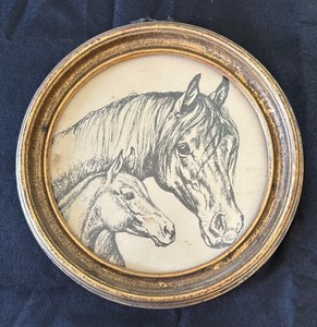 lot 162 image: Four Fine Circular Framed Horse Motif Prints