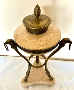 lot 49 image: Decorative Urn Vessel with Eagle Figurines