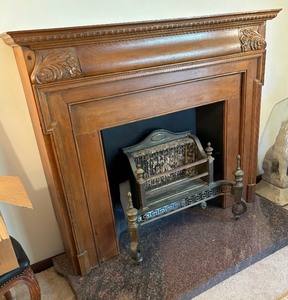 lot 6 image: Humphrey Radiantfire Wood Fireplace Surround with Decorative Metal Insert