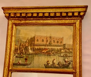 lot 264 image: Pretty Vintage Mirror with Scene of Canaletto Venice Made in Italy by G. Vanghi