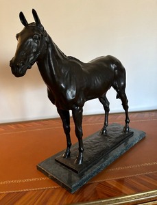 lot 4 image: Black Stallion Horse Sculpture by Fratin