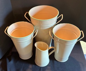 lot 397 image: Enamel Buckets and Pitcher