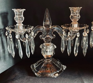 lot 430 image: Two Elegant Candle Holders with Dangling Prisms