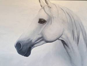 lot 79 image: Very Large Canvas Horse Painting