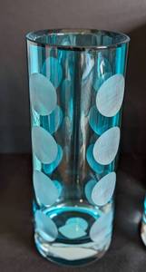 lot 84 image: Pair of New Kate Spade for Lenox Turquoise Dot Vases