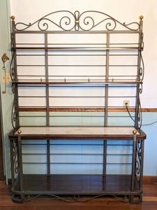 lot 35A image: Large Metal and Marble Accented Baker Rack