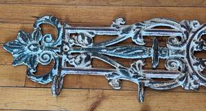lot 213 image: Vintage Iron Wall Hook and Candleholders