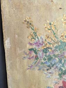 lot 207 image: Framed Floral Oil on Canvas Painting by Gretchen Meynke