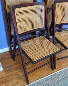 lot 209 image: Cane Seat and Wood Folding Chair Set
