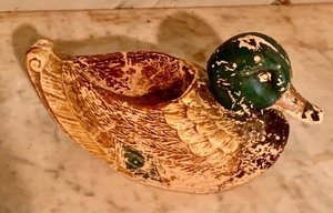 lot 440 image: Vintage Handmade Duck Decoy and Duck Pipe Holder
