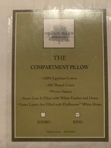 lot 274 image: Set of New King Size Dream Oaks Compartment Pillows
