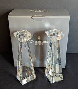 lot 94 image: New Waterford Crystal Crux Candleholders