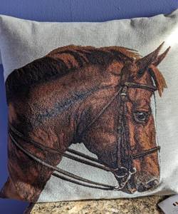 lot 101 image: Pair of Jules Pansu Horse Accent Pillows