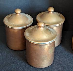 lot 107 image: Copper Teapot and Small Canisters