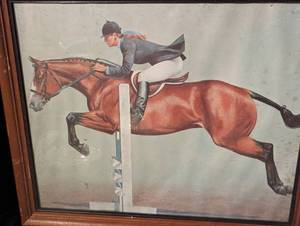 lot 466 image: Small Framed Vintage Horse Print and Painting