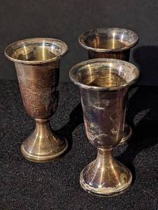 lot 473 image: Web Sterling Silver Cordial Glass Set