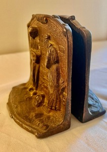 lot 284 image: The Angelus Prayer at Harvest by Francois Millet - Bronzed Cast Iron Bookends
