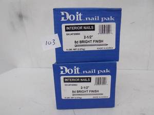 lot 103 image: 2 - 5 lbs boxes - Interior Nails  2 12 x 8 d bright finish