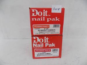 lot 104 image: 2 - 5 lbs boxes - Framing Nails  2 12 x 8 d bright Common