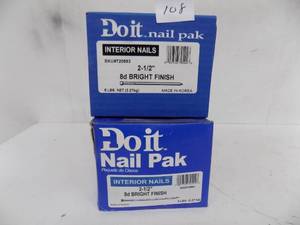 lot 108 image: 2 - 5 lbs boxes - Interior Nails   2 12 x  8 d bright finish