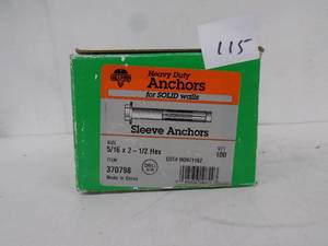 lot 115 image: 100 qty - Heavy duty, Anchors for solid walls, sleeve anchors