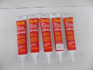 lot 127 image: 5 Tubes Tub seal  white Bone siliconized  Acrylic latex