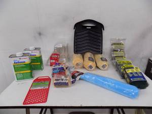 lot 135 image: Painting items -  rollers, scuff pads, bucket liners, brush cleaner, shoe guards